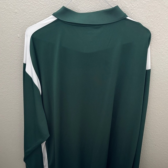 Tri-Mountain Green and White Long Sleeve Polo Shirt - Picture 3 of 4